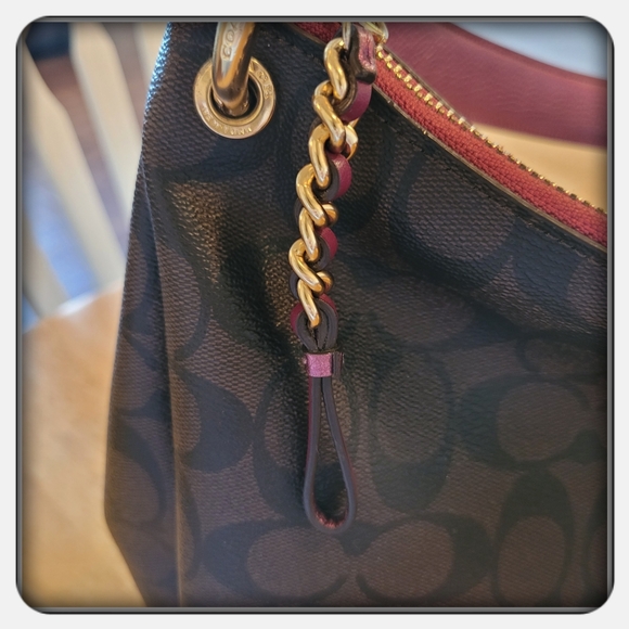 EUC Coach Large Mia Brown Metallic Berry Satchel - Picture 4 of 12